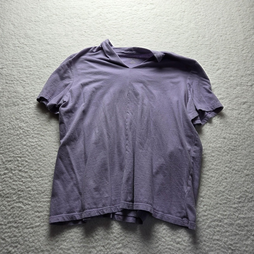 Coral Bay Shirt Womens XL Purple V Neck Short Sleeve Solid Jersey Basic Top